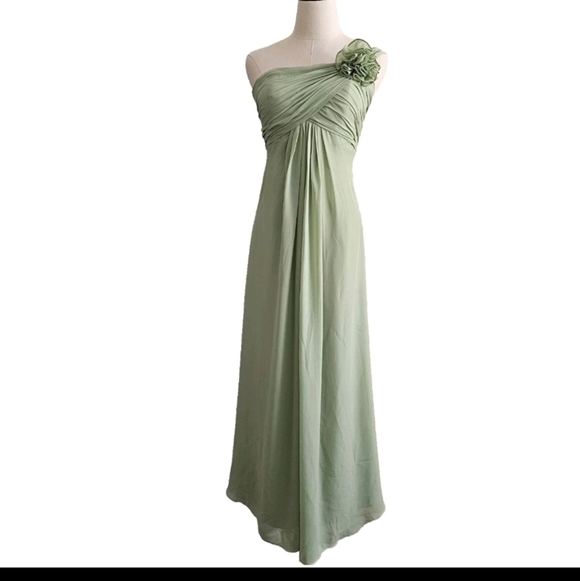 Source Unknown Dresses & Skirts - Light Green Chiffon Bridesmaids Prom Cocktail Gala One Shoulder Maxi Dress